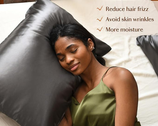 Yanibest Satin Pillowcase, Silk Pillow Cases for Hair and Skin with Zipper, Standard Pillow Cases Set of 2 for 20"x26", Exquisite Packaging for Women Men