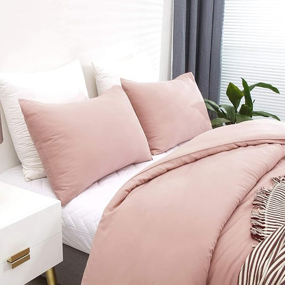 CLOTHKNOW Pink Comforter Set California King 3Pcs Mauve Blush Bedding Comforter Sets Soft All Season Dusty Rose Comforter with 2 x Pillow Cases