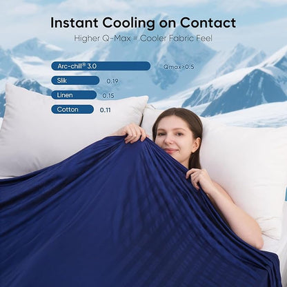 Elegear Revolutionary Cooling Blanket Queen, Absorbs Heat to Keep Body Cool for Night Sweats, Double Sided Arc-Chill3.0 Cool Fiber Q-Max>0.5, Lightweight Summer Cold Blankets Sleeping 79" x 86"