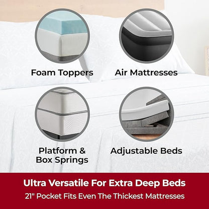 Mellanni Extra Deep Queen Sheets - 4 PC Iconic Collection Bedding - Hotel Luxury, Ultra Soft, Cooling Bed Sheets - Wrinkle, Fade, Stain Resistant (Queen, Laced Sky Blue)