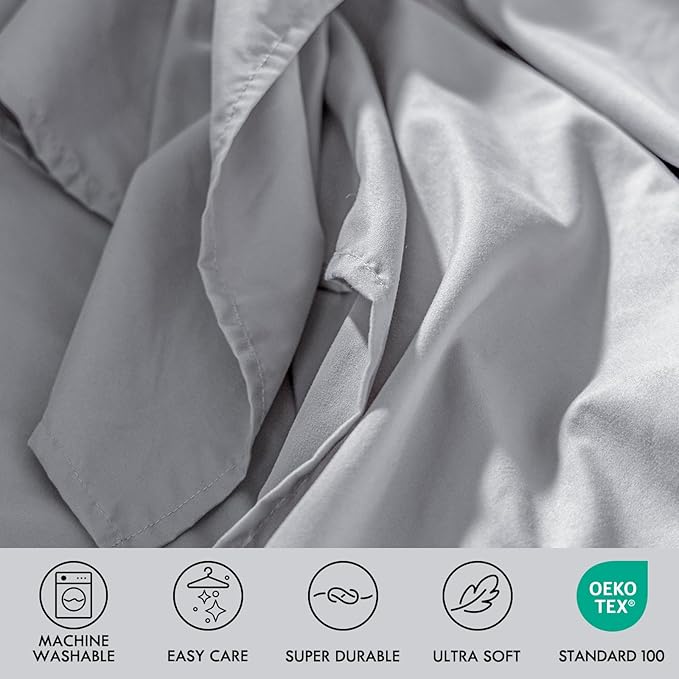 ClevaHome Sheets Twin Size Bed Set - 4 Piece Soft Breathable Luxury Bed Sheet Set - Shrinkage & Fade Resistant Embroidered Bedding Sheet with Deep Pocket, 2 Extra Pillowcases (Twin, Misty Grey)