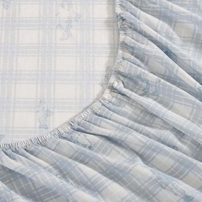 Eddie Bauer - Twin Sheet Set, Cotton Percale Bed Sheets, Crisp & Cool, Ideal Dorm Essentials (Methow Plaid Blue, Twin)