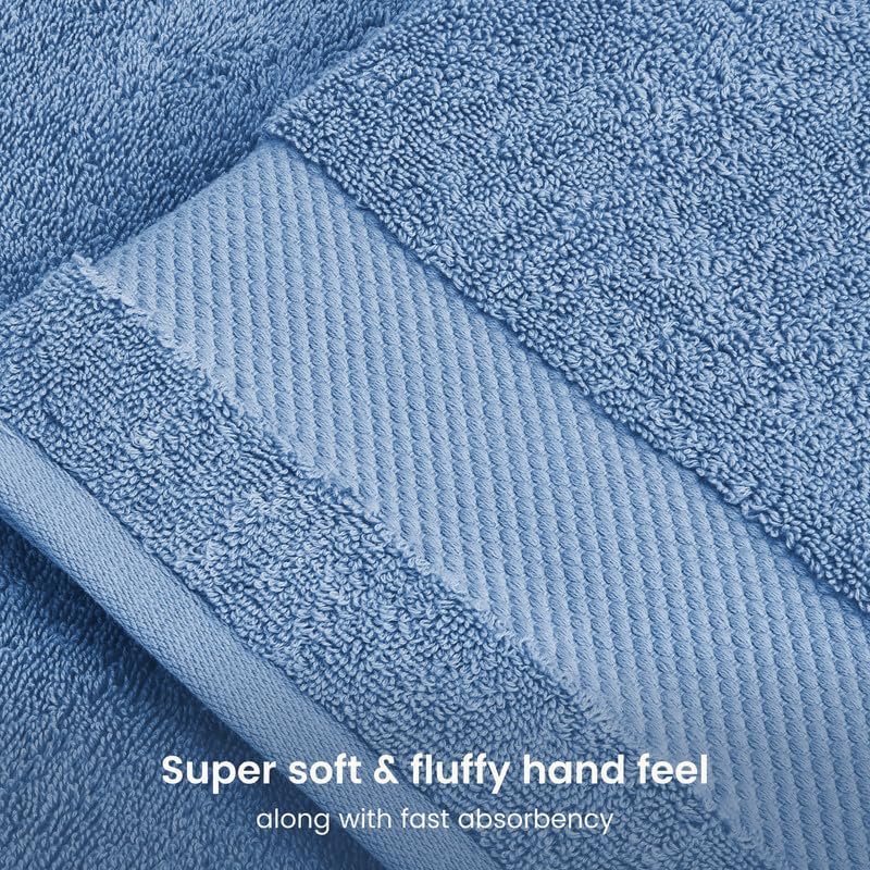 BIOWEAVES 100% Organic Cotton Bath Sheet Set of 2 | Soft Oversized Bath Towels | 700 GSM Premium Bath Towel Sheet Set GOTS Certified - Cerulean Blue