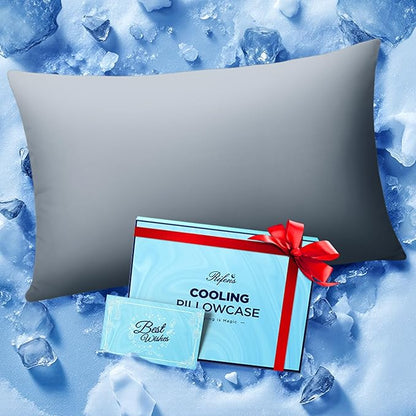 Ice Cooling Pillowcase for Hot Sleepers, Instantly Cool, Stays Cold All Night, Softer Than Silk Pillow Cases, Pillow Covers with Invisible Zipper, Gift for Men & Women - King Size, Light Gray (1 Pack)