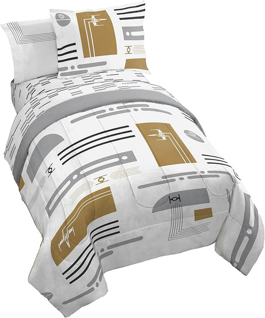 Jay Franco Comforter Set Includes Sheets and Pillow Covers - Soft and Cozy Bed Set for Stylish Room Decor, White - Star Wars, 7 Piece Full Size Bedding