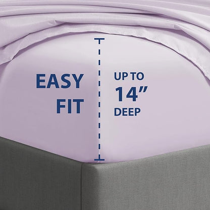 Cathay Home Essentials Ultra Soft Hypoallergenic Wrinkle Resistant Double Brushed Microfiber Bedding Sheet Set, Lavender,3 pcs, Twin