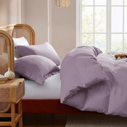 Nestl Dusty Purple California King Duvet Cover Sets - Soft Double Brushed Cal King Duvet Cover, 3 Piece, with Button Closure, 1 Duvet Cover 104x98 inches and 2 Pillow Shams