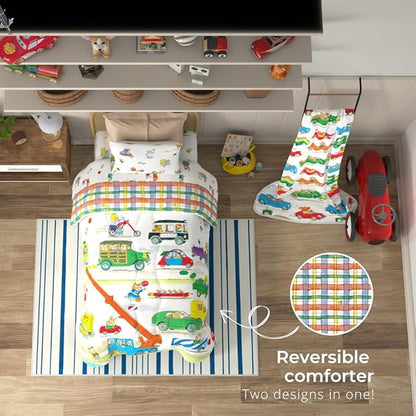 Richard Scarry's Busy World Book Kids Bedding Super Soft Microfiber Reversible Comforter, Twin/Full, (Official Licensed Product) By Franco