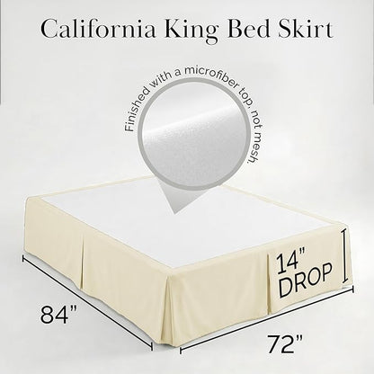 Southshore Fine Living, Inc. Hotel Quality California King Bed Skirt 14 Inch Drop, Pleated Dust Ruffle, Wrinkle Free Cal King Bed Skirt, Easy Care Microfiber, Pet Hair Resistant Bedskirt, Cream