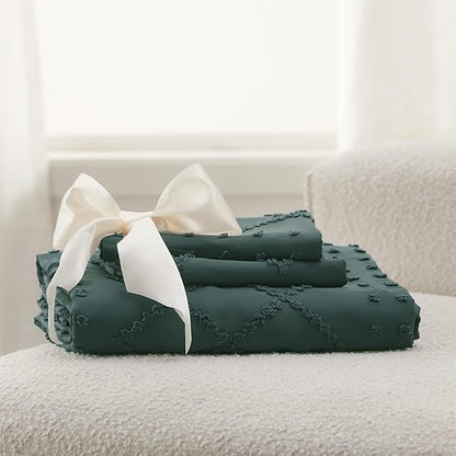 Bedsure Boho Duvet Cover King Size, Forest Green Breathable & Soft Boho Bedding, Machine Washable Comforter Cover for All Seasons, Includes 1 Duvet Cover 104"x90" with 2 Pillow Shams & Zipper Closure