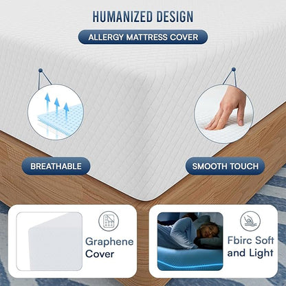 FDW | 12 Inch King Mattress | Medium Firm | Gel Memory Foam Mattress | White | Bed in a Box, CertiPUR-US Certified | Pressure Relief, Cooling Ventilated Foam | Washable Removable Cover