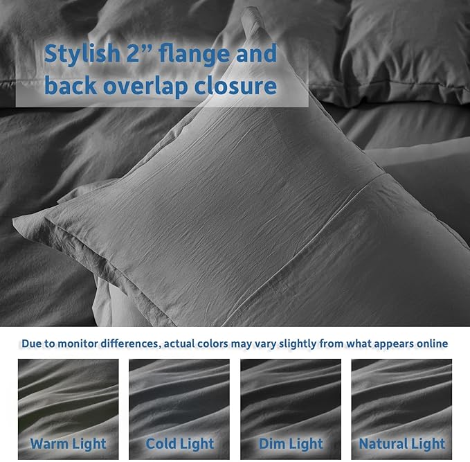 Nestl Grey Duvet Cover King Size - Soft Prewashed King Duvet Cover Set, 3 Piece, with Zipper Closure, 1 Duvet Cover 104x90 inches and 2 Pillow Shams