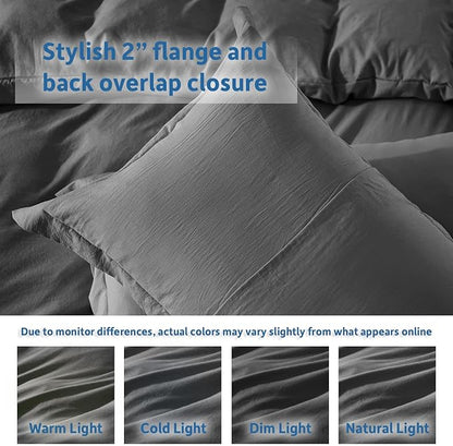 Nestl Grey California King Duvet Cover Sets - Soft Prewashed Cal King Duvet Cover, 3 Piece, with Zipper Closure, 1 Duvet Cover 104x98 inches and 2 Pillow Shams