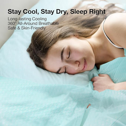 Novilla Summer Sleeping Pad King Size(1 Cooling Mat+2 Pillowcases),Sleeping Mat for 8-21" Mattress,Elastic Bandage,Washable & Breathable Mattress Pad for Hot Sleepers,Blue