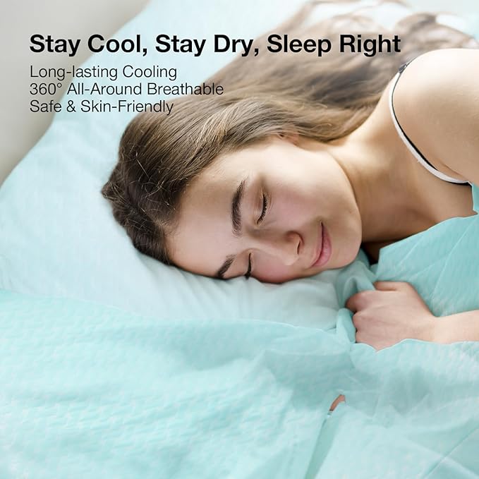 Novilla Summer Sleeping Pad Twin Size(1 Cooling Mat+1 Pillowcase),Sleeping Mat for 8-21" Mattress,Elastic Bandage,Washable & Breathable Mattress Pad for Hot Sleepers,Blue