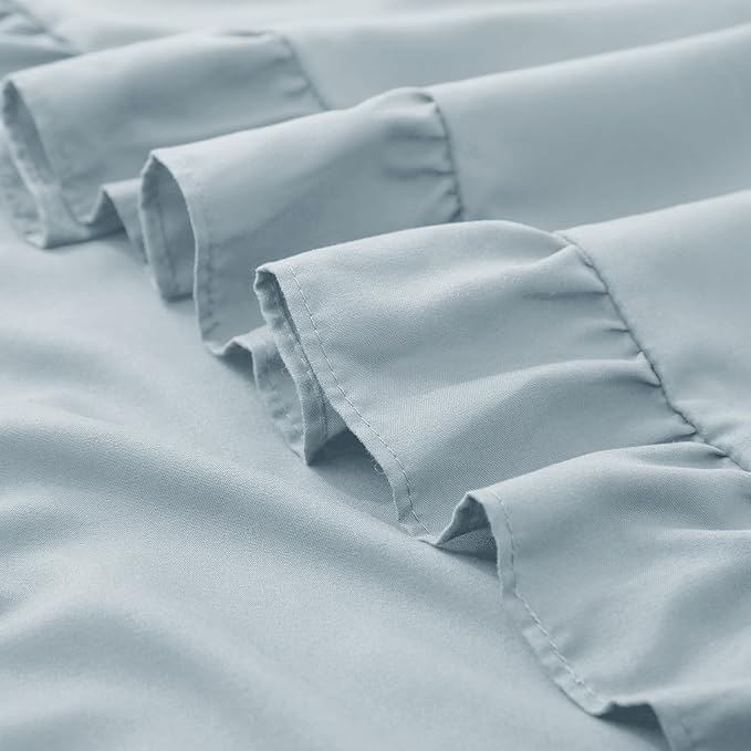 KKJIAF Ruffle Pillow Cases 26x26 Inches, Dusty Blue Square Ruffled Pillow Covers Set of 2, Microfiber Wrinkle Resistant Pillow Shams with Envelope Closure for Sofa Bed Living Room