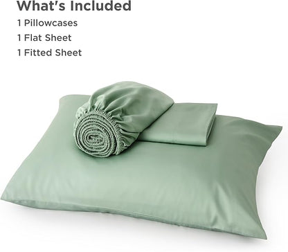Bedsure Cooling Sheets Twin XL, Rayon Derived from Bamboo, PureWoven, Breathable & Soft Twin XL Sheet Sets, Deep Pocket Up to 16 Inches, Hotel Luxury Silky Dorm Bedding for Hot Sleepers, Sage Green