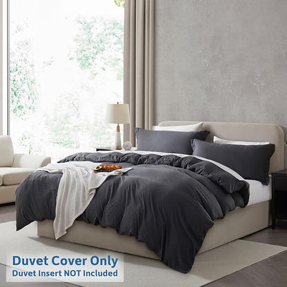 Nestl Grey Duvet Cover King Size - Soft Prewashed King Duvet Cover Set, 3 Piece, with Zipper Closure, 1 Duvet Cover 104x90 inches and 2 Pillow Shams