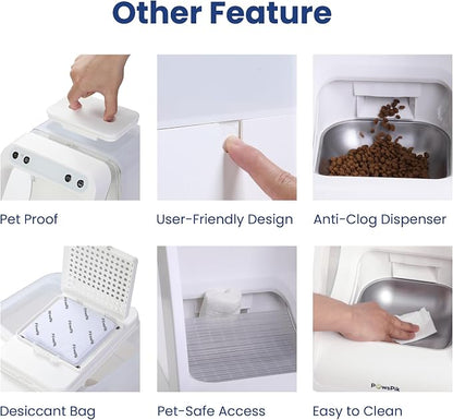 Automatic Microchip RFID Cat Feeder, 16-Cup, White | ISO Microchip & PawsPik RFID Tag Compatible, App Control, Portion Control, Personalize Feeding