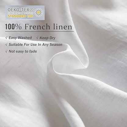 XZ XIFA White Linen Duvet Cover California King, 100% Washed French Flax Linen Bedding Set with Zipper Closure, Cooling & Textured Bed Sets for Hot Sleepers(1 Duvet Cover, 2 Pillowcases)