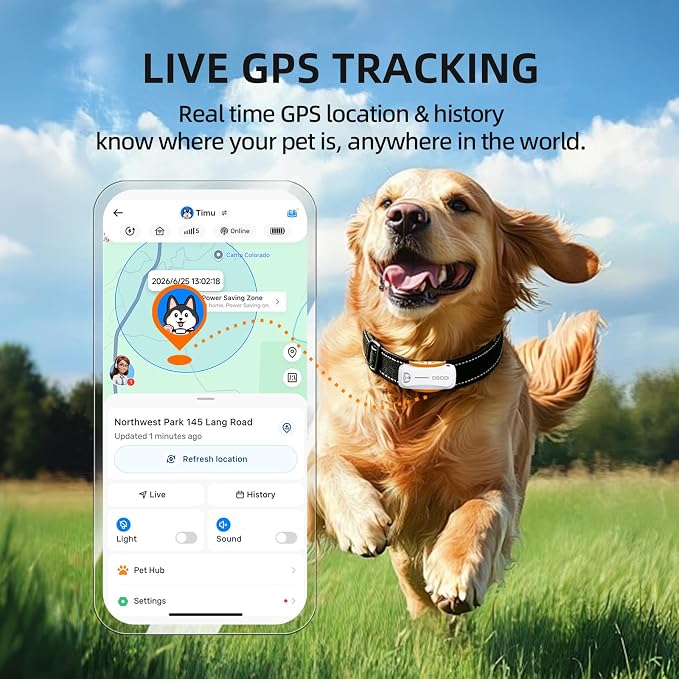 GPS Dog Tracker, 12-Mo Sub, Real-Time Loc, E-Fence, Health Monitor