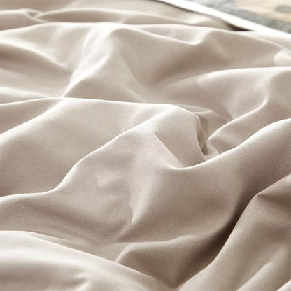 Houseri Cream Khaki Comforter Set - Cal King, Oatmeal Bedding, Taupe Comforter, California King Size, Modern Light Color Tan Bedding Set
