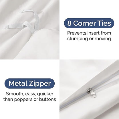 Duvet Cover Queen Size Set - Extra Soft Queen Duvet Cover 90" x 90" with 2 Pillow Shams - Hotel Luxury, Easy Care & Fade Free with Zipper Closures and Ties - Comfy, Cozy & Breathable (Antique White)