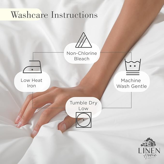 Linen Home 100% Cotton Percale Fluer Lace Pillowcases King Size, White, 2 Pieces of Pillow Case, Crisp and Cool Strong Bed Linen, 20 inches X 40 inches