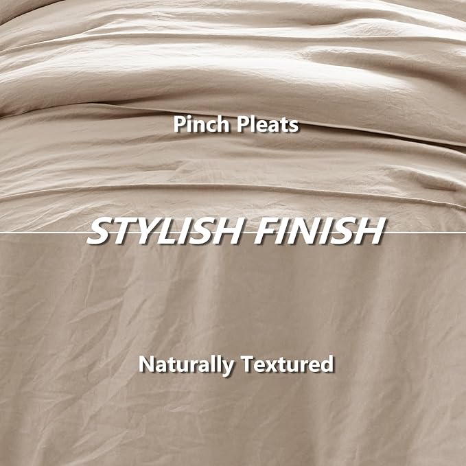 CozyLux Full Size Comforter Sets Wheat, 7 Pieces Soft Pinch Pleat Bed in a Bag Full Comforter Set with Sheets, Boho Bed Set with Down Alternative Comforter, Sheets, Pillowcases & Shams