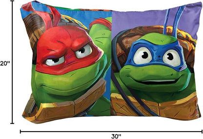 Jay Franco Nickelodeon Teenage Mutant Ninja Turtles Good Fight 1 Pack Reversible Pillowcase - Double Sided Pillow Cover, Kids Super Soft Bedding