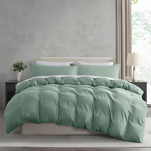 Nestl Twin Duvet Cover Set - Soft Prewashed Sage Green Duvet Cover Twin/Twin XL, 2 Piece, with Zipper Closure, 1 Duvet Cover 68x90 inches and 1 Pillow Sham
