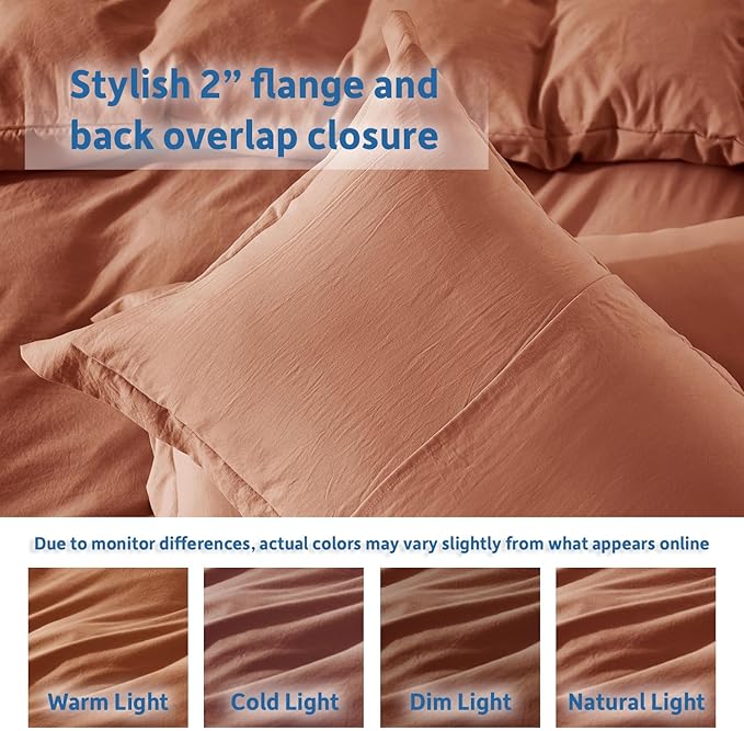 Nestl Twin Duvet Cover Set - Soft Prewashed Rust Duvet Cover Twin/Twin XL, 2 Piece, with Zipper Closure, 1 Duvet Cover 68x90 inches and 1 Pillow Sham