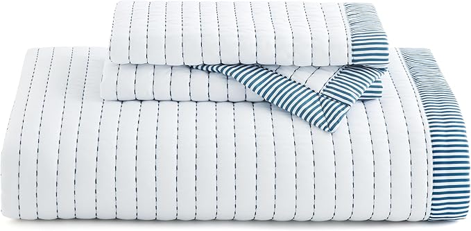 Bedsure White Quilts Twin Size - Twin Quilt Bedding Set Bedspread Coverlet, Lightweight Corduroy Pattern Bedspread, 2-Piece Set with 68"x86" Coverlet & 1 Pillow Sham, All-Season Soft Microfiber