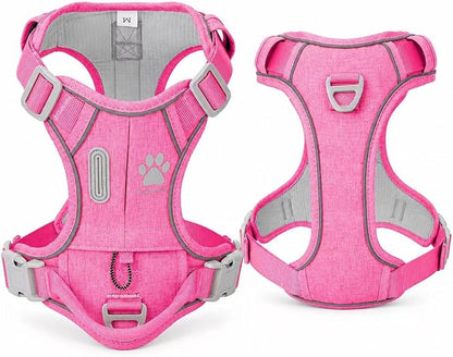 No Pull Dog Harness with Built-in Hidden AirTag & GPS Tracker Holder, Reflective Adjustable Escape-Proof Vest Harness for Small & Medium Dogs (Hot Pink, XL)