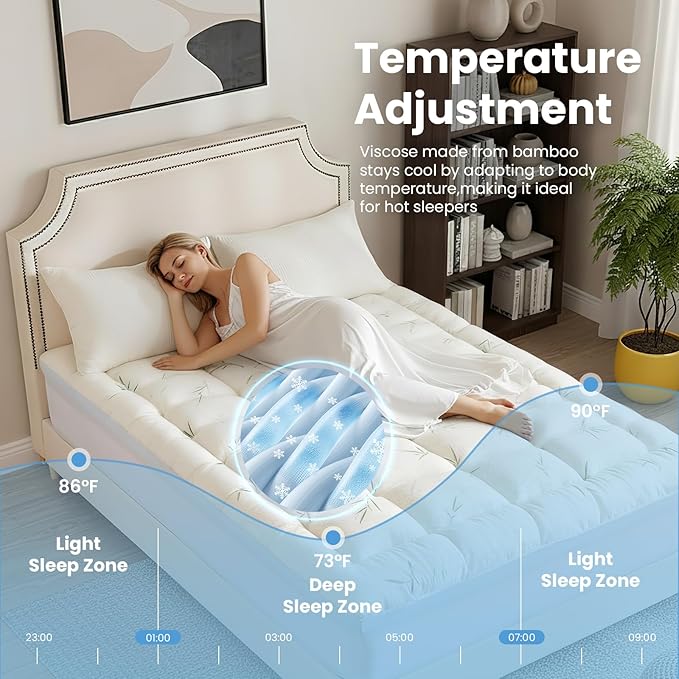 DUMOS Dual Layer 4 Inch Twin Mattress Topper, Memory Foam Mattress Topper - 2 Inch Gel Memory Foam and 2 Inch Pillow Top Mattress Pad Cover for Back Pain, Thick Soft Topper with 8-16 Inch Deep Pocket
