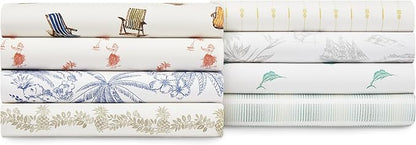 Tommy Bahama - King Size Sheets Set, Crisp & Tailored Cooling Sheets with a Smooth Cotton Percale Lightweight Feel - Bed Sheets with Matching Pillowcases & Fitted Sheet (Beach Chairs Multi)