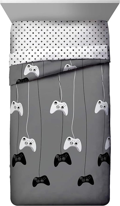 Jay Franco Game On 5 Piece Full Bed Set - Includes Reversible Comforter & Sheet Set - Bedding Features Video Game Contoller - Super Soft Fade Resistant Microfiber