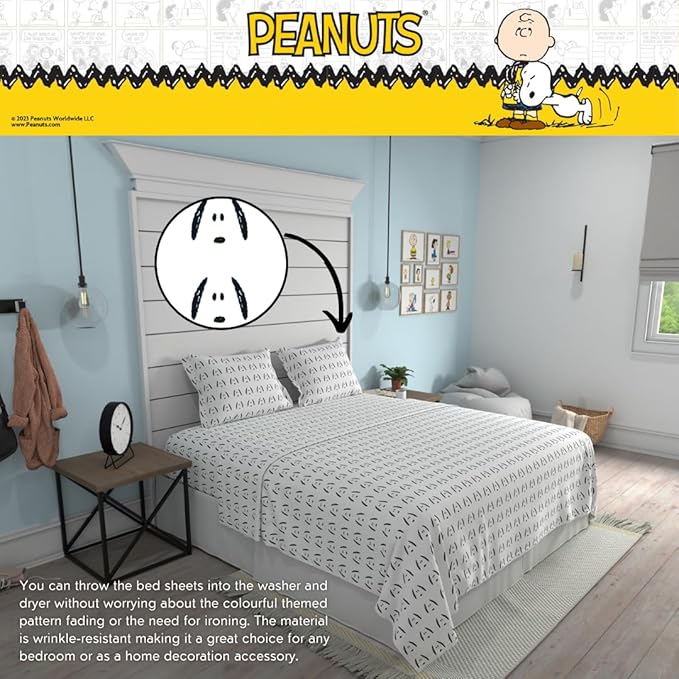 Collectibles Peanuts Snoopy Bedding Super Soft Cozy Microfiber 4 Piece King Sheet Set, (Officially Licensed Product) By Franco