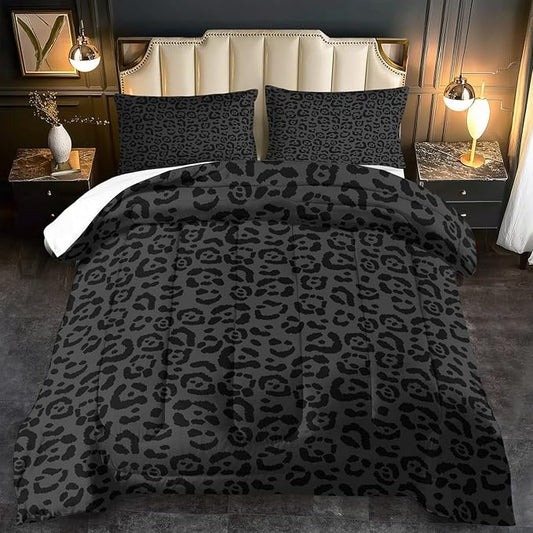 Black Cheetah Print Comforter Set Full Girls Animal Black Leopard Print Comforter Boys African Leopard Bedding Set Full African Cheetah Bedding Room Decor