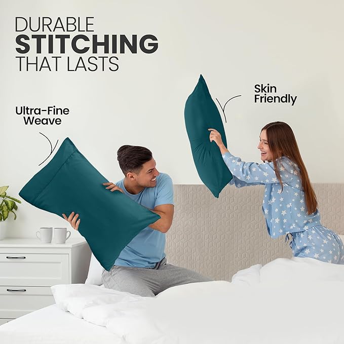 Utopia Bedding Pillow Cases King Size 2-Pack – Soft Brushed Microfiber – Envelope Closure – Perfect for Hospitals, Hotels, Guest Rooms – Oeko-TEX Certified, 20x40 Inches (Teal)