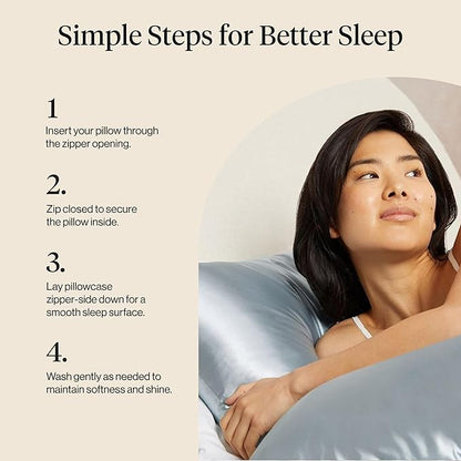 Kitsch Satin Pillowcase with Zipper for Hair & Skin - Softer Than Silk Pillow Cases, Smooth Cooling Satin Pillow Case, Wrinkle-Free, Machine Washable, King Size Satin Pillow Case 19x36 -Haze Blue