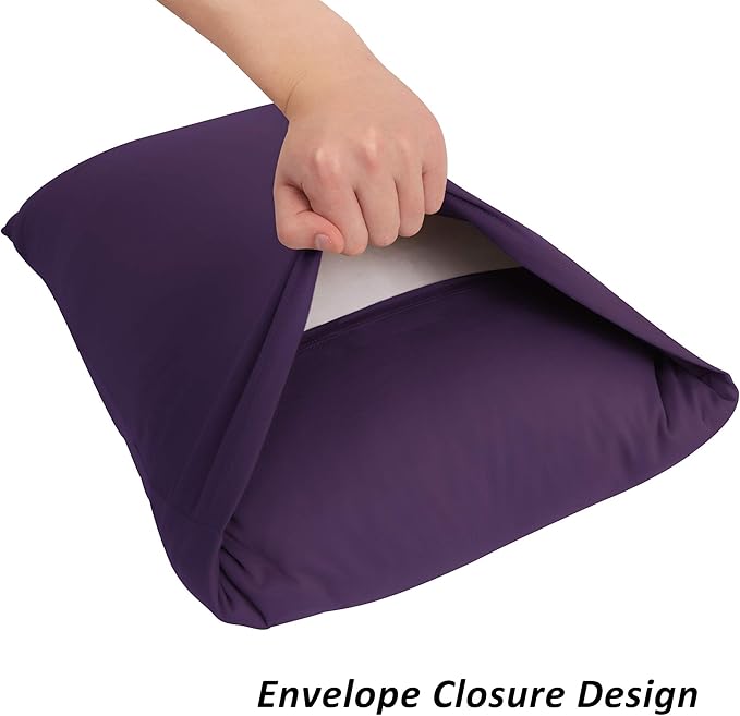 Stretch Pillowcases - Micro Jersey Knit & Ultra Soft, Standard Size - Set of 2 Pillow Cases, Purple