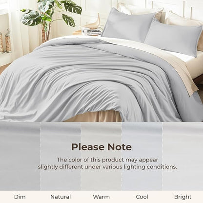 Litanika Light Grey Comforter California King Size, 3 Pieces Cal King Lightweight Solid Bedding Comforter Set, All Season Fluffy Bed Set (104x96In Comforter & 2 Pillowcases)