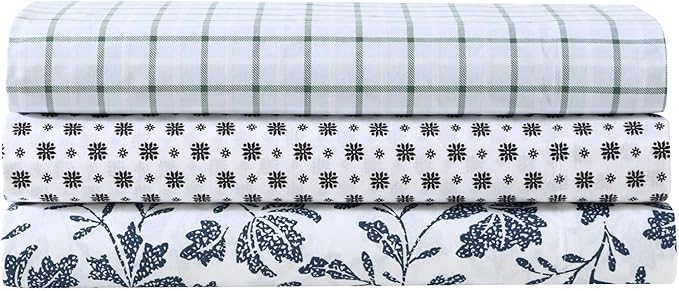 Eddie Bauer - Full Sheet Set, Premium Cotton Percale Bedding Set, Super Soft Home Decor, Oeko-Tex Certified (Fairisle Sprinkle Black, Full)