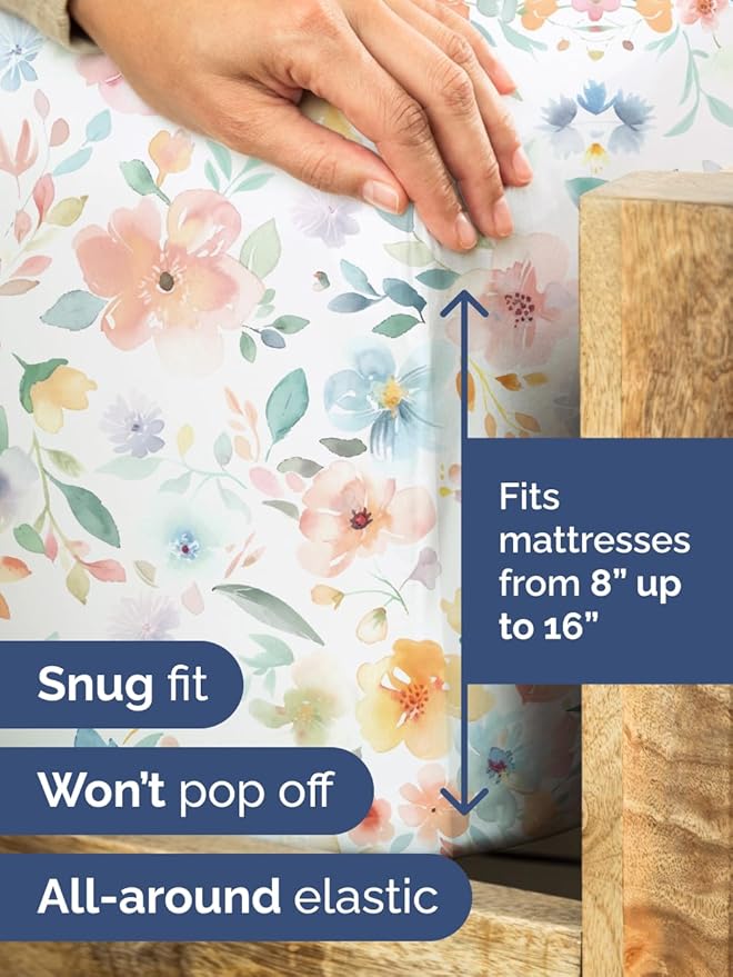 Floral Sheets - Flower Print Bed Sheet Set - 1 Flat, 1 Fitted & 2 Pillowcases w/ Deep Pockets - Comfy, Cozy, Wrinkle & Fade Free - Boho Botanical Bedding - Soft, Breathable & Cooling - Queen Size Set