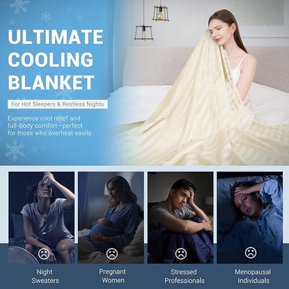 Elegear Revolutionary Cooling Blanket, Absorbs Heat to Keep Body Cool for Night Sweats, Double Sided Arc-Chill3.0 Cooling Fiber Q-Max>0.5, Lightweight Summer Cold Blankets for Sleeping 90" x 108"