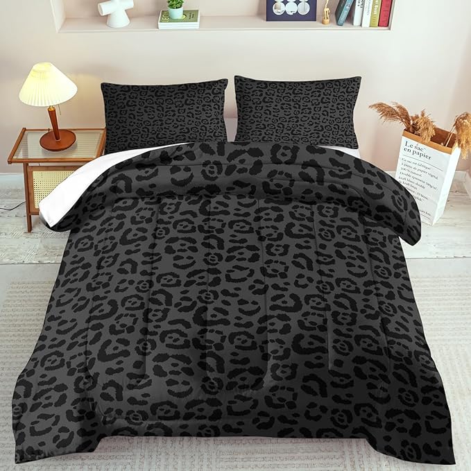 Black Cheetah Print Comforter Set King Girls Animal Black Leopard Print Comforter Boys African Leopard Bedding Set King African Cheetah Bedding Room Decor