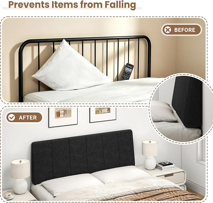 Full Size Headboard Only-No Assembly Required, Black | Easy to use no assembly required, Linen fabric and extra-thick foam for added comfort, Modern style headboard full size