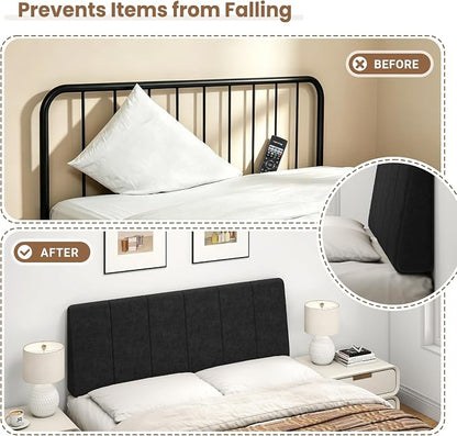 Full Size Headboard Only-No Assembly Required, Black | Easy to use no assembly required, Linen fabric and extra-thick foam for added comfort, Modern style headboard full size