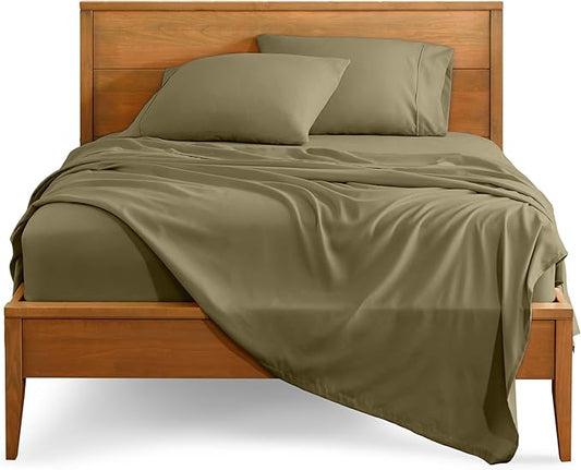 Bare Home Full Sheet Set - 1800 Ultra-Soft Microfiber Full Bed Sheets - Double Brushed - Deep Pockets - Easy Fit - 4 Piece Set - Bedding Sheets & Pillowcases (Full, Olive)